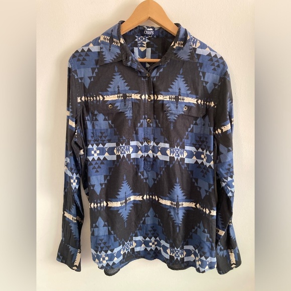 Chaps Women Button Down Shirt Large Western Southwestern - Picture 1 of 6